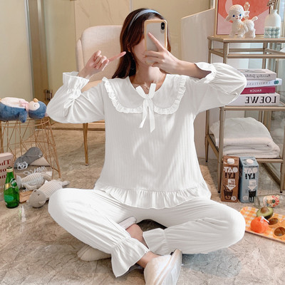 Novi model ženske pidžame iz dva dijela sa dugim rukavima i aplikacijom