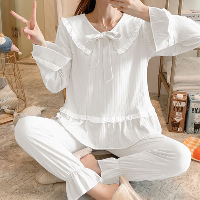 Novi model ženske pidžame iz dva dijela sa dugim rukavima i aplikacijom