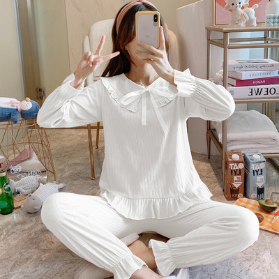 Novi model ženske pidžame iz dva dijela sa dugim rukavima i aplikacijom