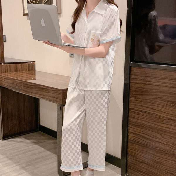 Дамска карирана пижама от три части