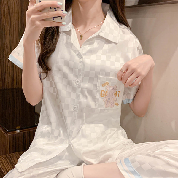 Дамска карирана пижама от три части