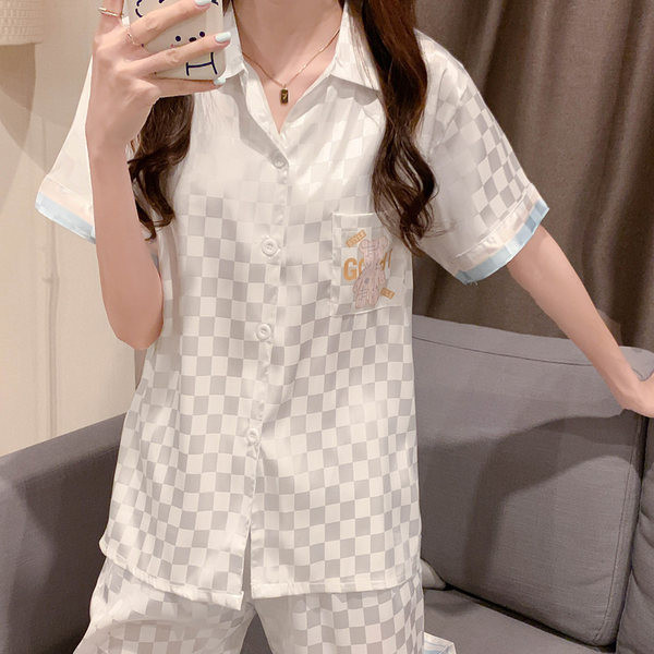 Дамска карирана пижама от три части