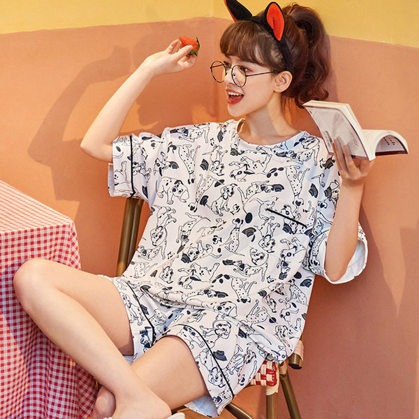 Pamučna ljetna pidžama iz dva dijela - kratkih rukava i kratke hlačice