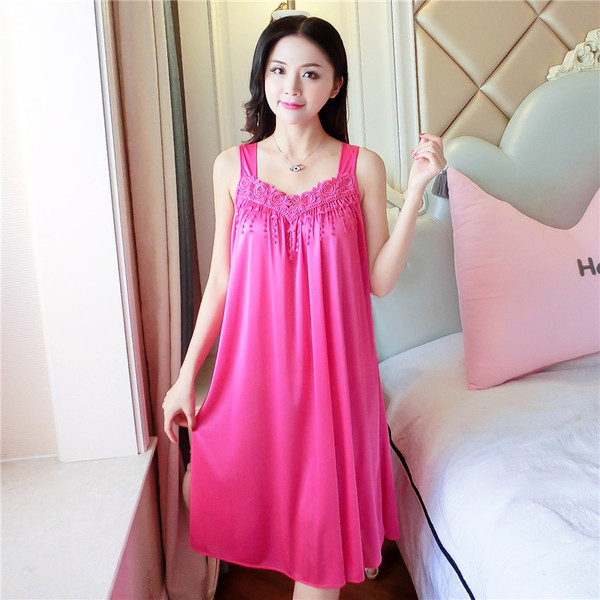 Cămașă de noapte damă din satin cu dantelă - mai multe culori