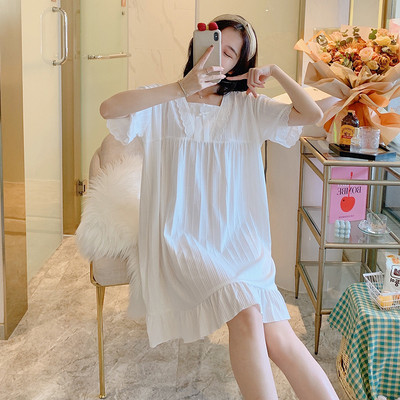 Ženska svakodnevna spavaćica više boja sa čipkom i trakom