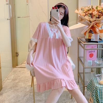 Ženska svakodnevna spavaćica više boja sa čipkom i trakom