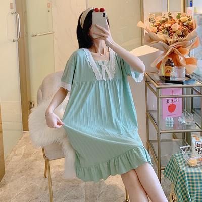 Ženska svakodnevna spavaćica više boja sa čipkom i trakom