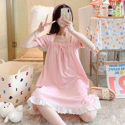 Ženska svakodnevna spavaćica više boja sa čipkom i trakom