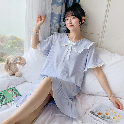 Ženska svakodnevna spavaćica više boja sa čipkom i trakom