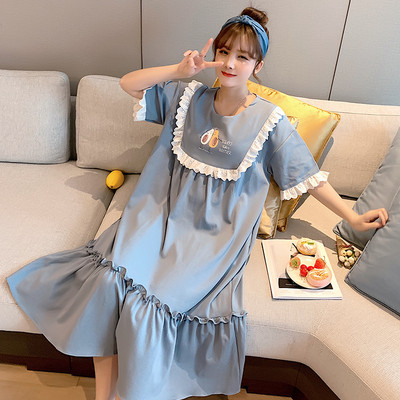 Ženska svakodnevna spavaćica više boja sa čipkom i trakom