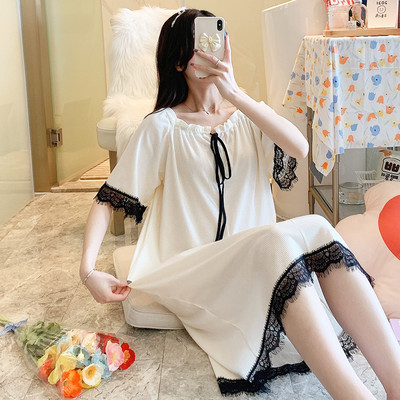 Ženska svakodnevna spavaćica više boja sa čipkom i trakom