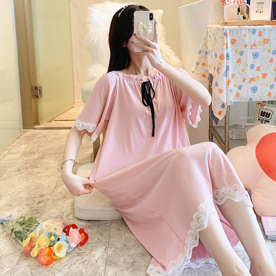 Ženska svakodnevna spavaćica više boja sa čipkom i trakom