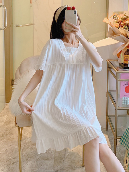 Ženska svakodnevna spavaćica više boja sa čipkom i trakom