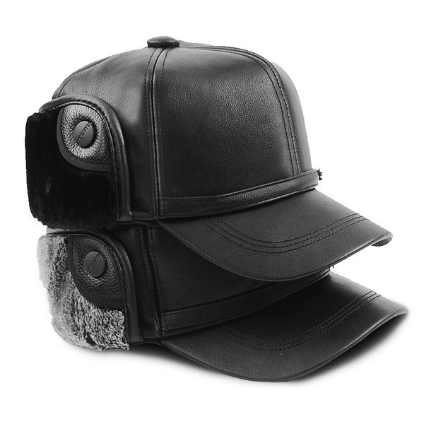 Мъжка кожена шапка с топла подплата