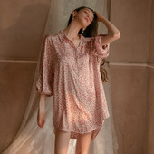 Дамска нощница с копчета и животински принт