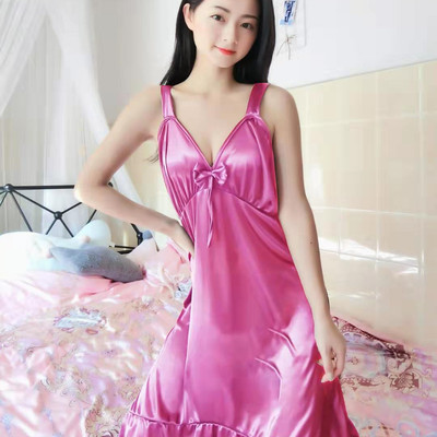 Γυναικείο νυχτικό με κορδέλα και δαντέλα