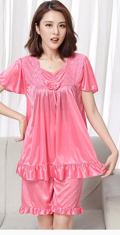 Дамска ежедневна къса пижама от две части с дантела