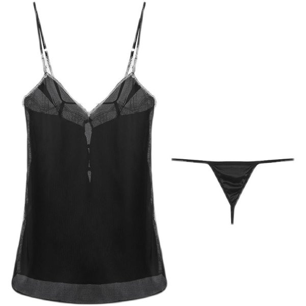 Дамска нощница с дантела и тънки презрамки - три цвята