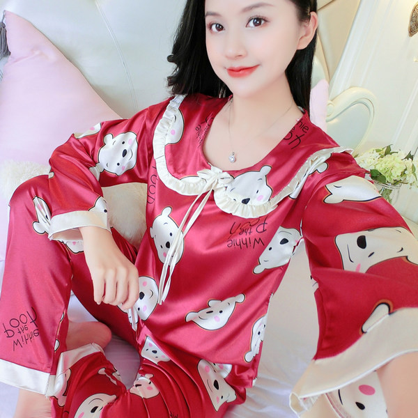 Ženska satenska pidžama s printom u boji