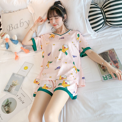 Ljetna satenska pidžama iz dva dijela sa aplikacijom