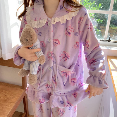 Πιτζάμες χοντρή βελούδινη σε δύο μέρη με απλικέ