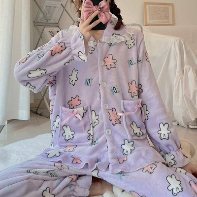 Πιτζάμες χοντρή βελούδινη σε δύο μέρη με απλικέ