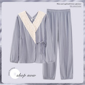 Нов модел дамска пижама с дантела -две части