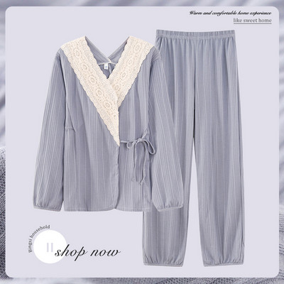 Нов модел дамска пижама с дантела -две части