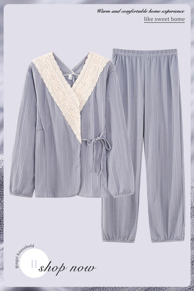 Нов модел дамска пижама с дантела -две части