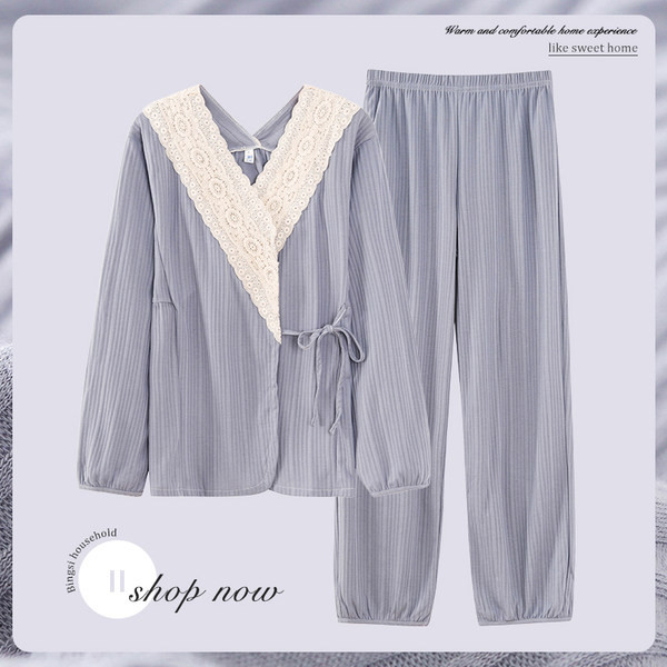 Нов модел дамска пижама с дантела -две части