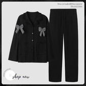 Ženska pidžama iz dva dijela u crnoj boji