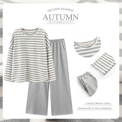 Ležerna ženska pidžama na pruge iz dva dijela