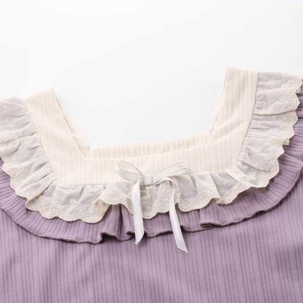 Дамска пижама с дълъг ръкав и къдри