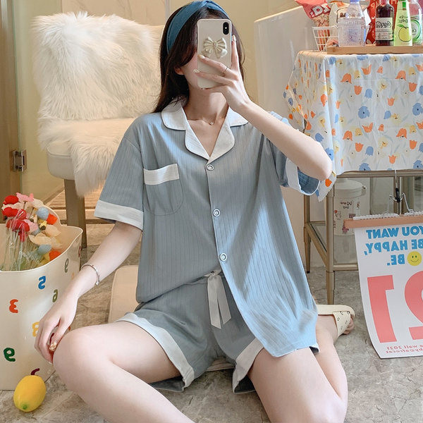 Ženska dvodijelna pamučna pidžama kratkih rukava