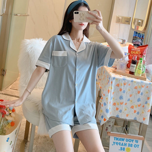 Ženska dvodijelna pamučna pidžama kratkih rukava