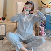 Ženska ležerna pidžama s čipkom i trakom