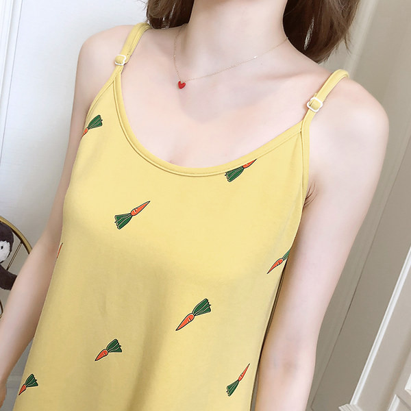 Ženska spavaćica s tankim naramenicama i aplikacijom