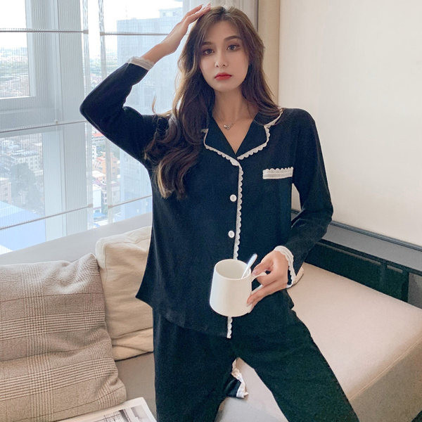 Ženska pamučna pidžama s gornjim dijelom košulje