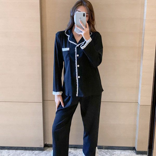 Ženska pamučna pidžama s gornjim dijelom košulje