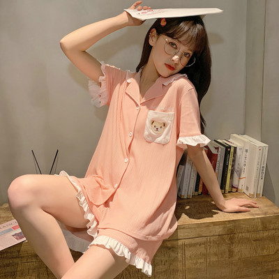 Ženska pidžama iz dva dijela sa gumbima i džepom