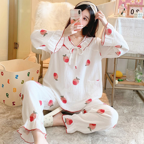 Ženska dvodijelna pamučna pidžama s aplikacijom