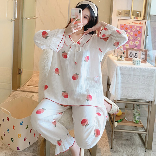 Ženska dvodijelna pamučna pidžama s aplikacijom