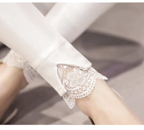 Ženske kožne tajice s čipkom