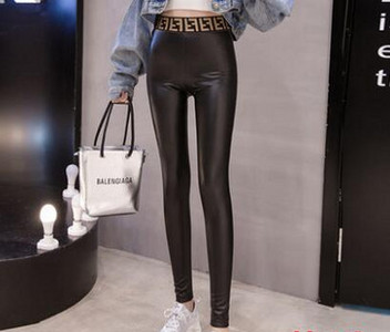 Moderne ženske kožne tajice - s visokim strukom