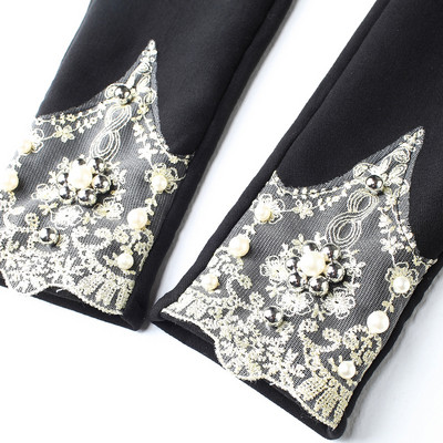 Moderne ženske tajice s biserima i vezom