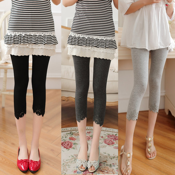 Γυναικείο μοντέρνο κολάν μήκους 7/8 με δαντέλα