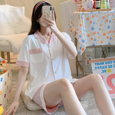 Къса лятна пижама с горнище тип риза