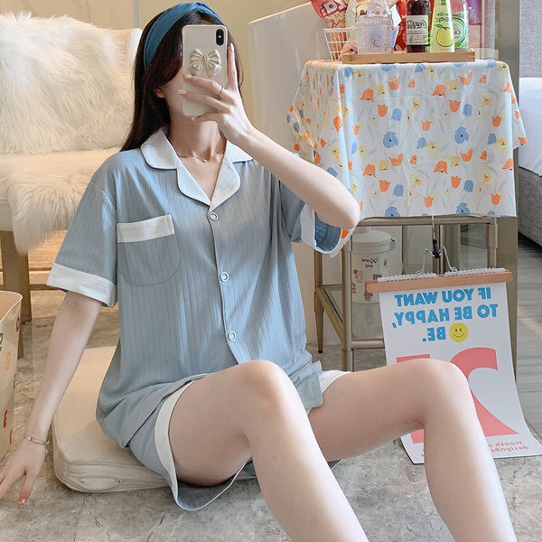 Къса лятна пижама с горнище тип риза