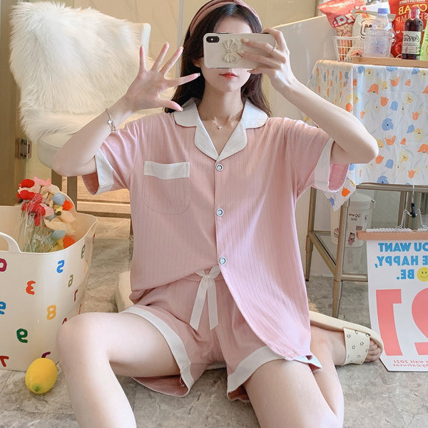 Къса лятна пижама с горнище тип риза