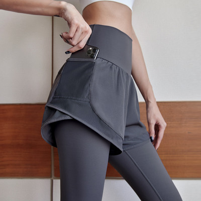 Γυναικείο κολάν με σορτς και τσέπη - ψηλόμεσο